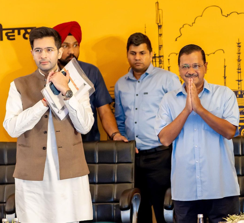 Raghav Chadha With Arvind Kejriwal 