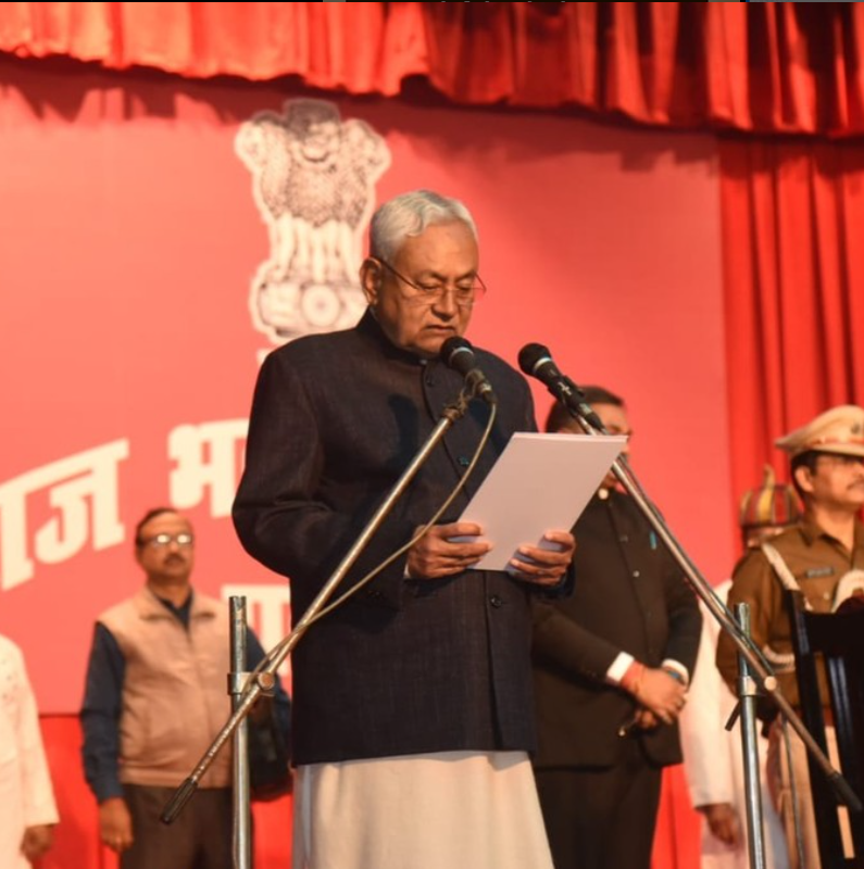 Nitish Kumar taking oath