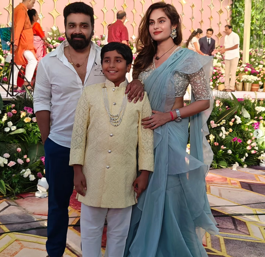 Shrituika Arjun with her husband Arjun and her son Aarav