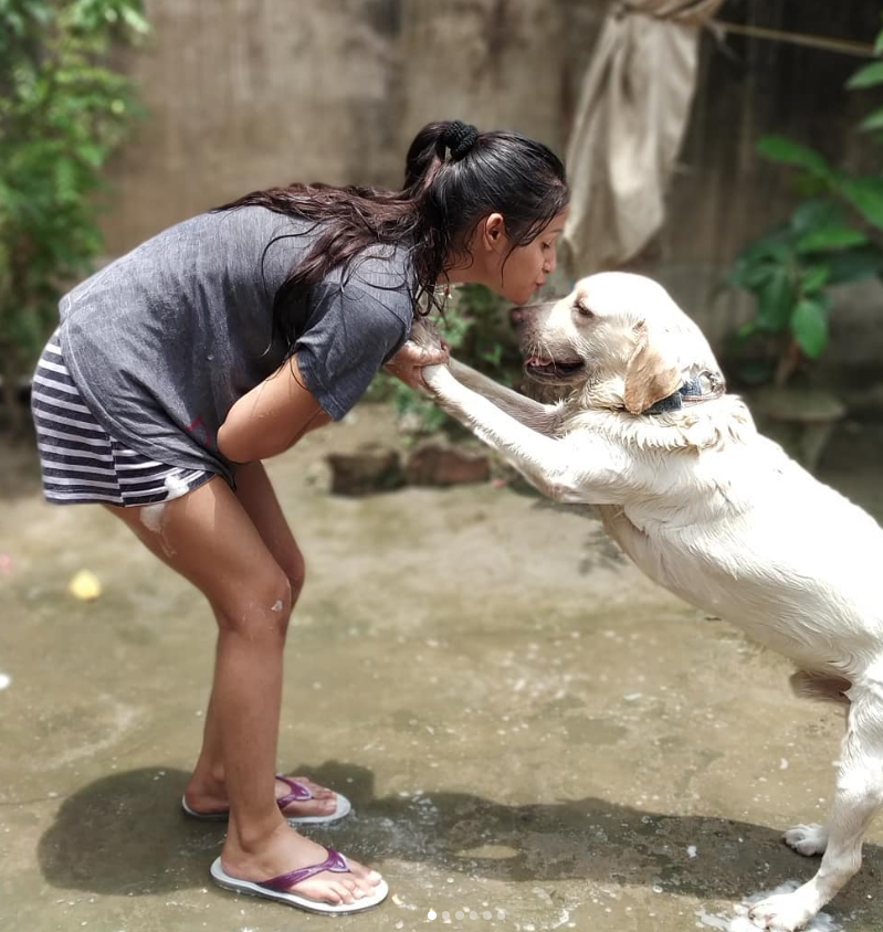 Kashish Kapoor with her pet dog Bruno