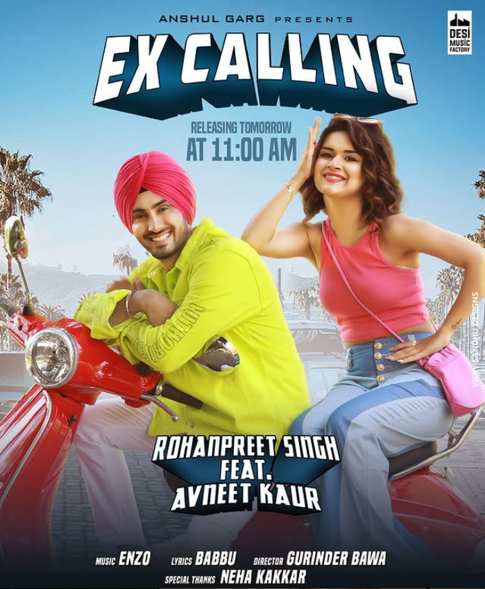 Avneet Kaur with Rohan preet in a poster of the music song Ex Calling