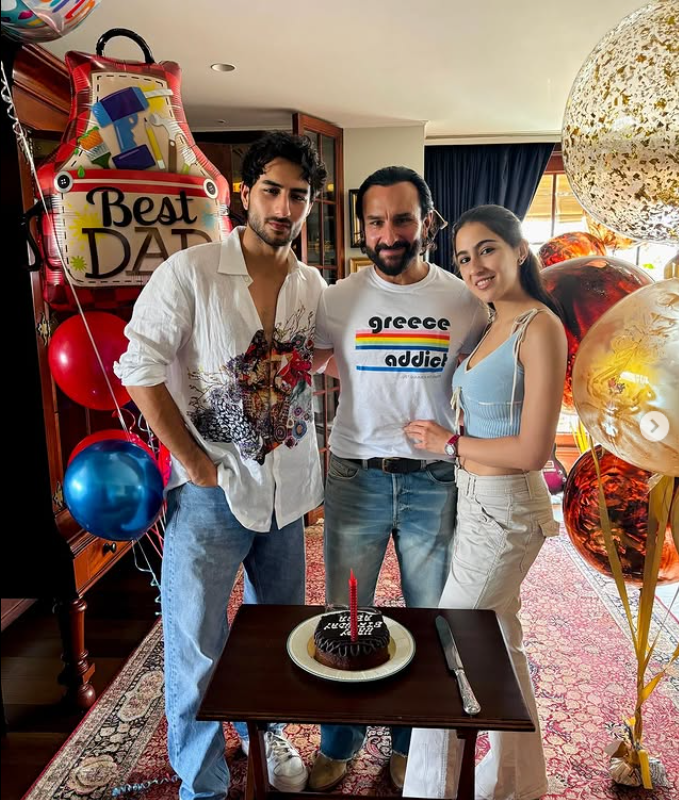 Ibrahim Ali Khan with his father Saif Ali Khan & his Sister Sara Ali Khan