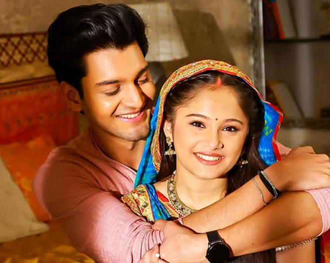 Aman jaiswal with serial Dhartiputra Nandini's co-star Shagun Singh