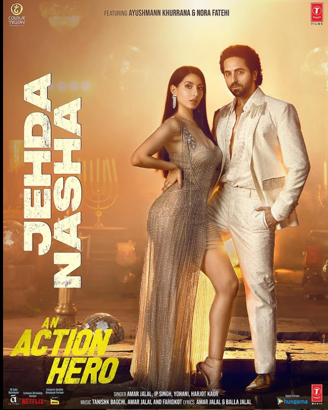 Nora Fatehi with Ayushman khurana in the song Jedha Nasha from the film An Action Hero