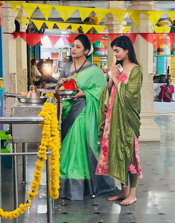 Aditi Tripathi in a Scene of the telugu serial "Pallakilo Pellikuturu"