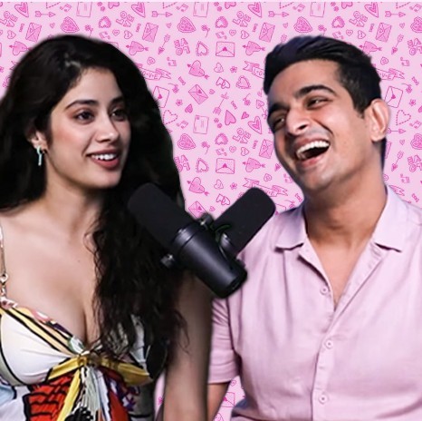 Ranveer Allahbadia with Janhvi Kapoor on the show 'The Ranveer Show'