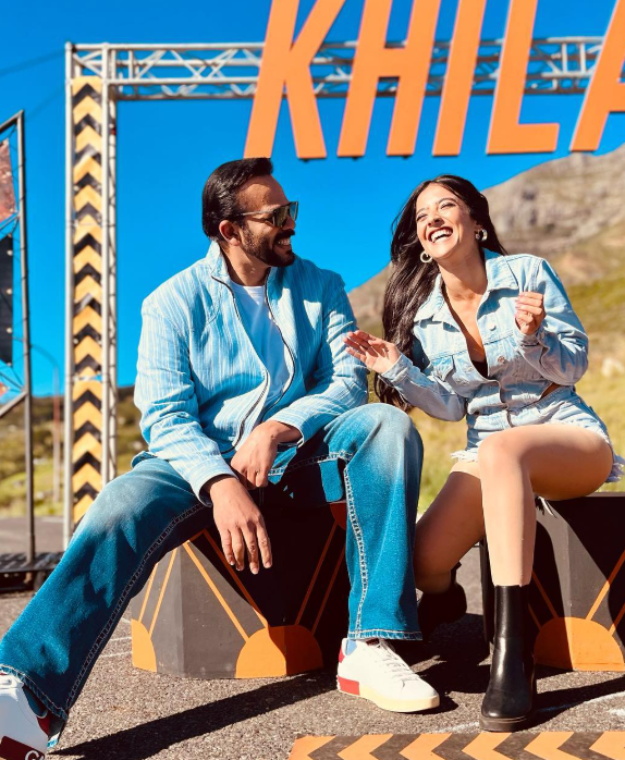 Soundous Moufakir with Khatron ke Khiladi's Host Rohit Shetty
