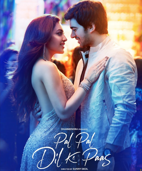 Sahher Bambba and Karan Deol on the poster of hte film "Pal Pal Dil Ke Paas"