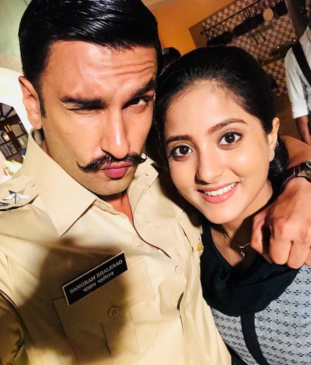 Ulka gupta with Actor Ranveer Singh from the movie 'Simmba'
