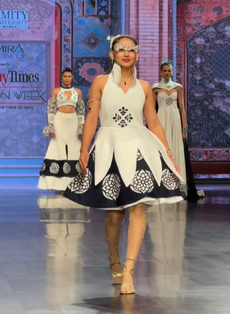 Akriti Negi walking the ramp at 'Bombay Fashion week'