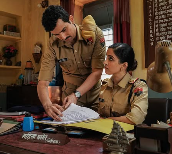 Anant Joshi with Sanya Malhotra in a scene of the movie 'Kathal'
