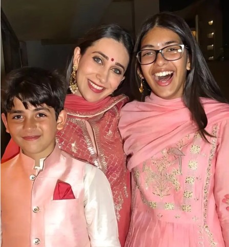 Samaira Kapoor with her mother Karishma Kapoor and Brother Kiaan Raj Kapoor