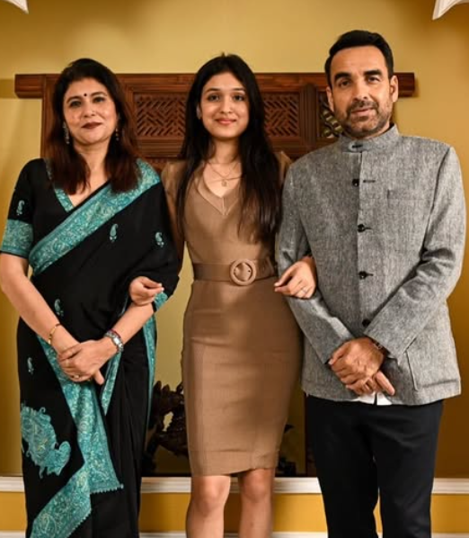 Aashi Tripathi with her Parents Pankaj Tripathi and Mridula Tripathi