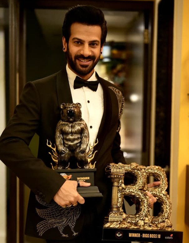 Karan Veer Mehra with 'Big Boss Season 18 Trophy'