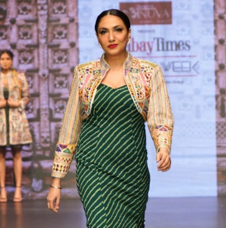 Prerna Arora walking the ramp at Times Fashion Week