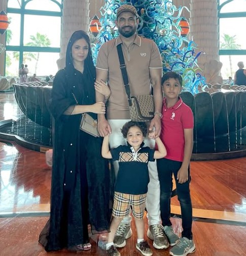 Safa Baig with her husband and sons