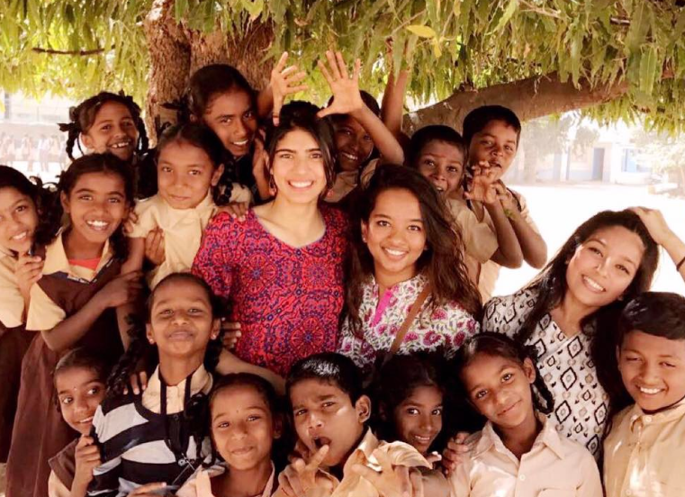 Medha Rana with the student of the Annaswamy Muladilar School in Bangalore
