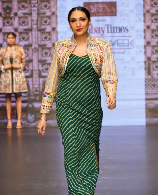 Prerna Arora walking the ramp at Times Fashion Week
