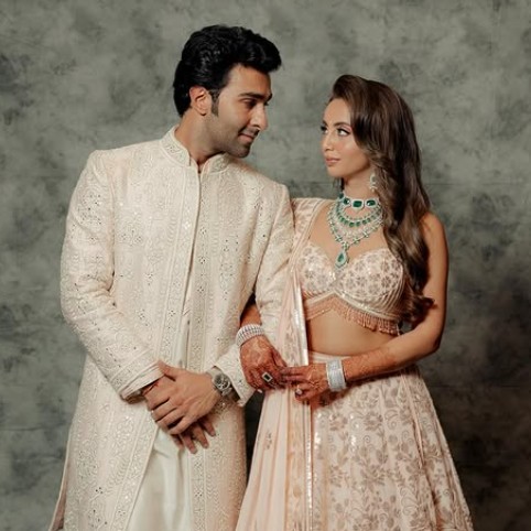 Aadar Jain with his wife Alekha Advani