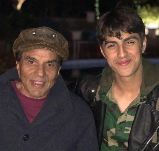 Aryaman with his grandfather Dharmendra