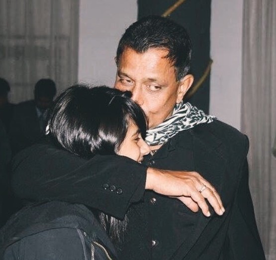 A picture of Dishani Chakraborty with her father, Mithun Chakraborty.