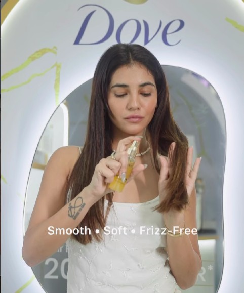 Radhika Seth promoting Dave Hair Serum