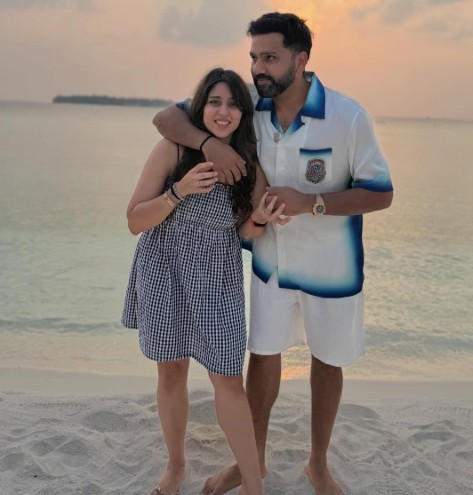 Rohit Sharma with his wife Ritika Sajdev