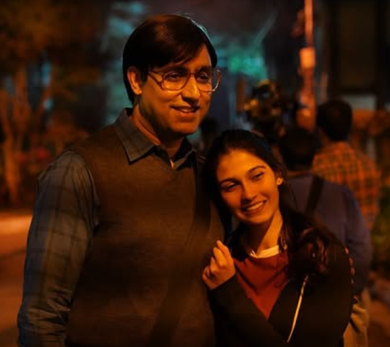 Samara Tijori with Abhishek Bachchan in a scene from the film 'Bob Biswas'