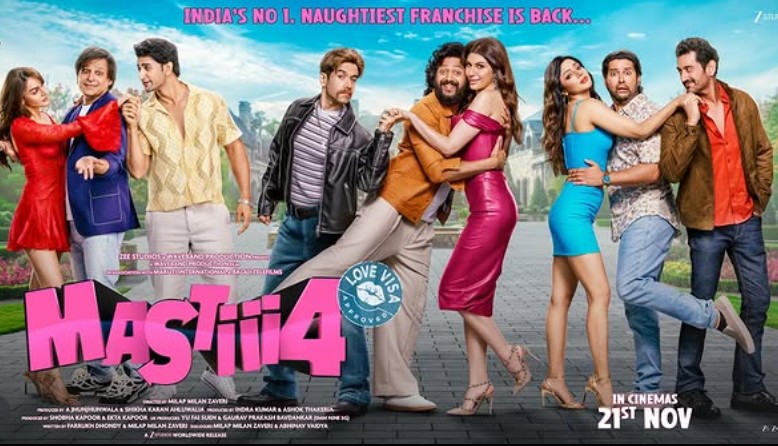 Shreya Sharma on the Poster of the film 'Masti 4'