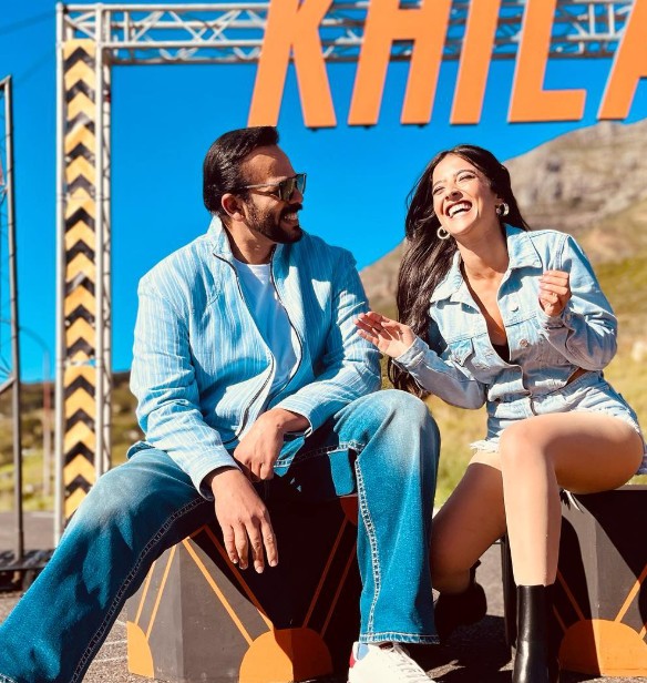 Soundous Moufakir with Khatron ke Khiladi's host Rohit Shetty