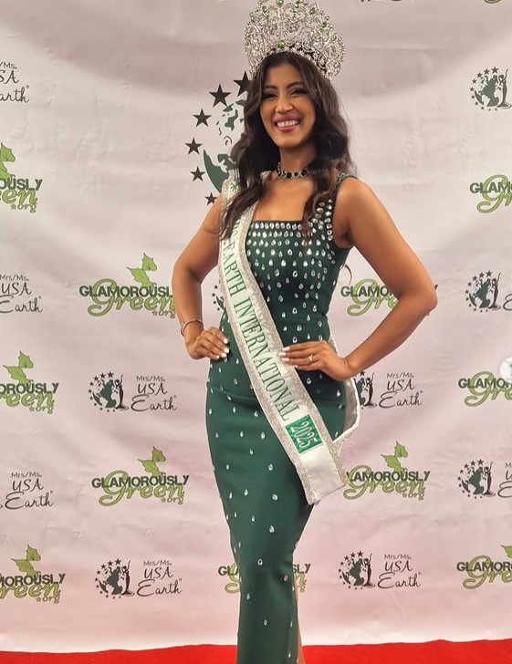 Vidhu Ishiqa winning the title of Mrs. Earth International 2025