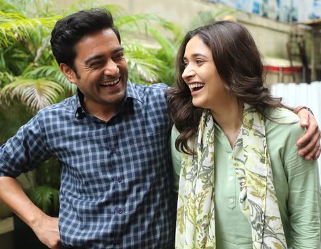 Aishwarya Ojha with Gyanendra Tripathi in the scene from the web series 'Half CA'