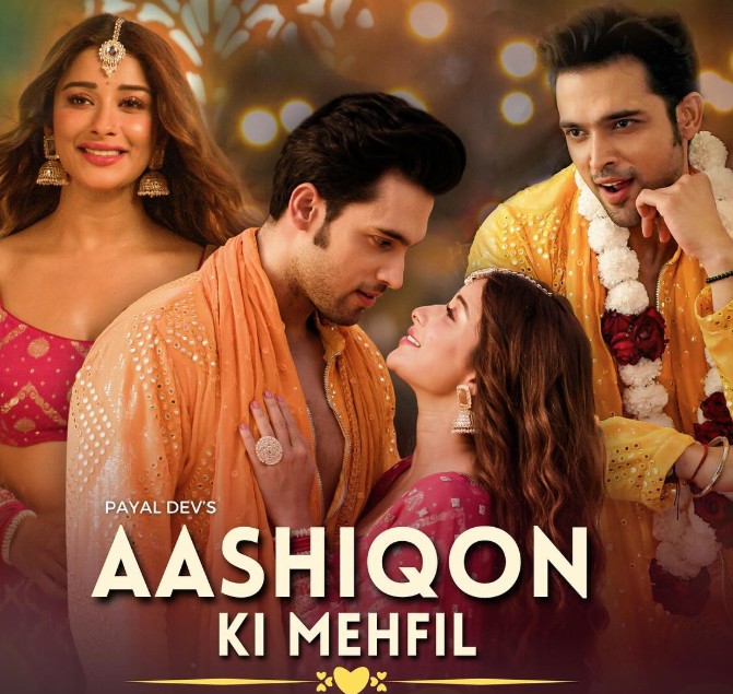 Nyra Banerjee & Parth Samthaan on the Poster of music album Aashiqon Ki Mehfil