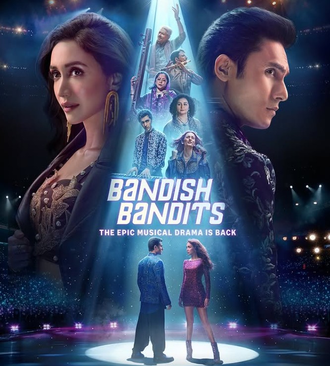 Shreya Chaudhary on the poster of the Web Series 'Bandish Bandits'