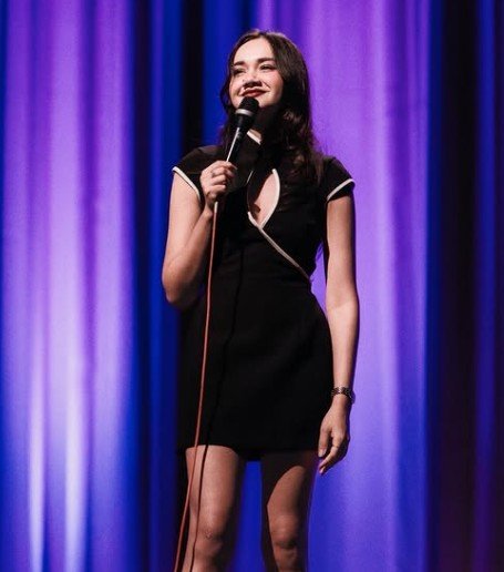 Sharon Verma performing stand-up comedy