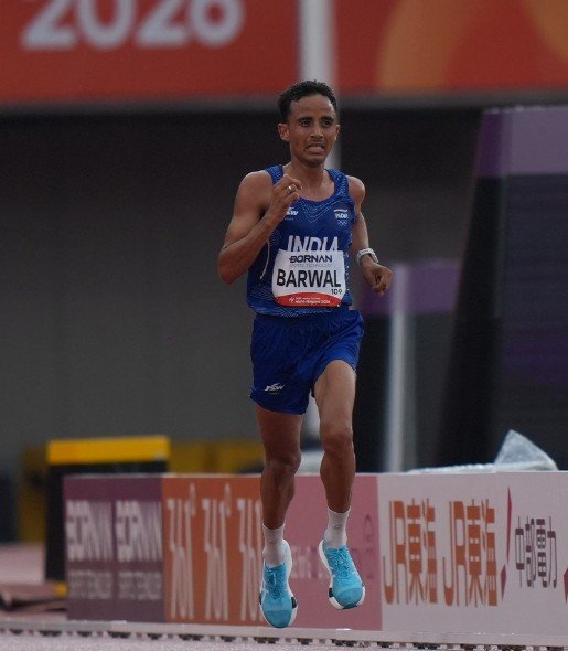 Sawan Barwal during the men's marathon at the 2026 Asian Games