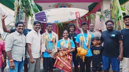Sivaraj Babu receives a warm welcome after the Asian Games