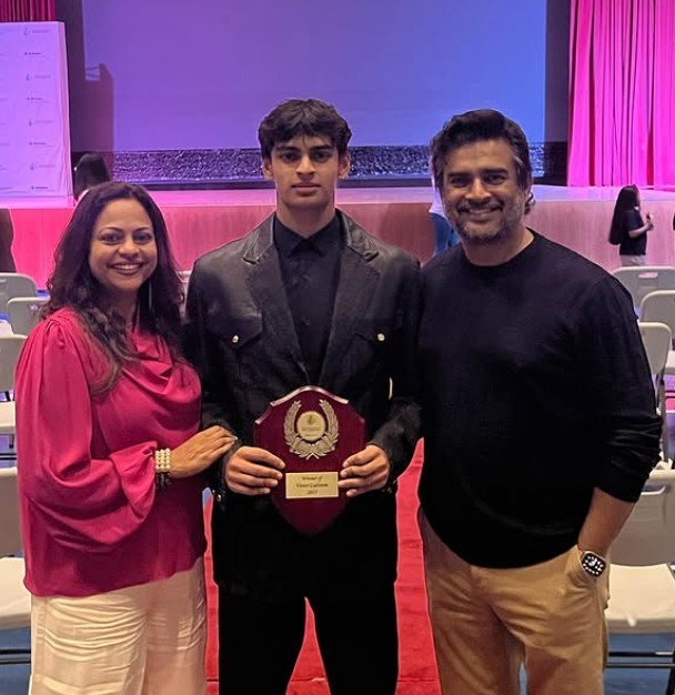 Vedaant Madhavan with his Parents, R Madhavan & Sarita Birje