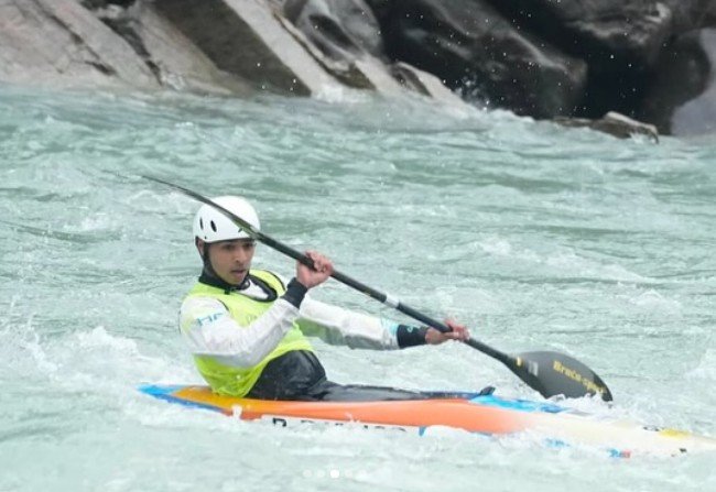 Pradhyumna Singh Rathod during a Canoe Slalom Event