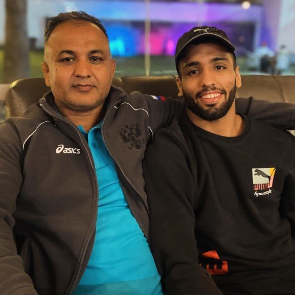 Sujeet Kalkal with his father Dayanand Kalkal